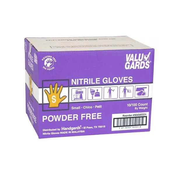 Valugards Purple, Nitrile Disposable Gloves, Nitrile, Powder-Free, S, 1000 PK, Purple, Valugards, Mfr#: 304340331