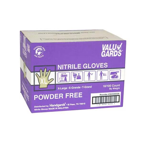 Valugards Purple, Nitrile Disposable Gloves, Nitrile, Powder-Free, XL, 1000 PK, Purple, Valugards, Mfr#: 304340334