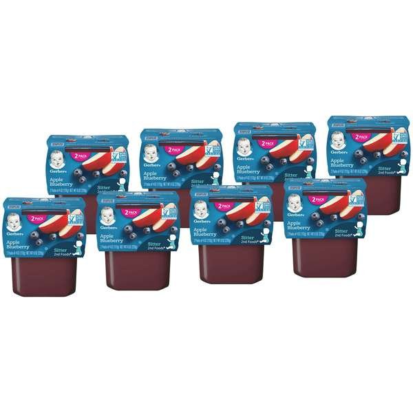 Gerber 2nd Foods Apple Blueberry Baby Food 4 oz., PK16, Gerber, Mfr#: 00015000076641