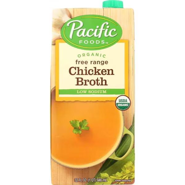 Pacific Foods Organic Low Sodium Chicken Broth 32 fl. oz. Carton, PK12, Pacific Foods, Mfr#: 05445