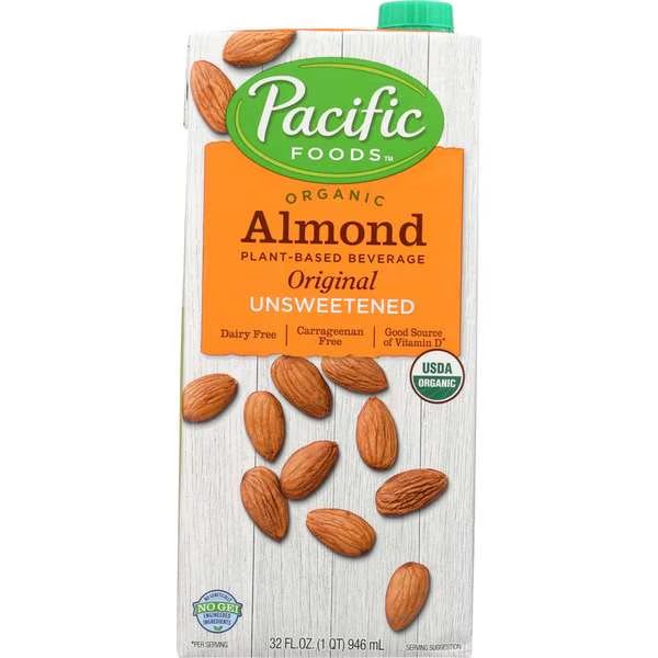 Organic Original Unsweetened Almond Milk 32 fl. oz. Carton, PK12, Pacific Foods, Mfr#: 06503