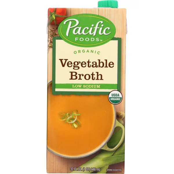 Organic Low Sodium Vegetable Broth 32 fl. oz. Carton, PK12, Pacific Foods, Mfr#: 05450