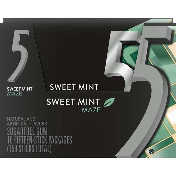 Five Sweet Mint Gum 15 Pieces, PK120, Five, Mfr#: 349329