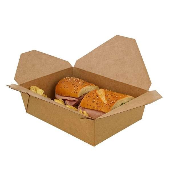 Royal 7.75"x5.5"x2.5" #3 Kraft Folded Takeout Box, PK200, Amercareroyal, Mfr#: FTB3N