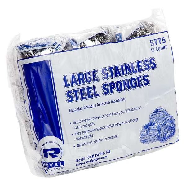 Royal Large Stainless Steel Sponge, PK72, Amercareroyal, Mfr#: S775/6