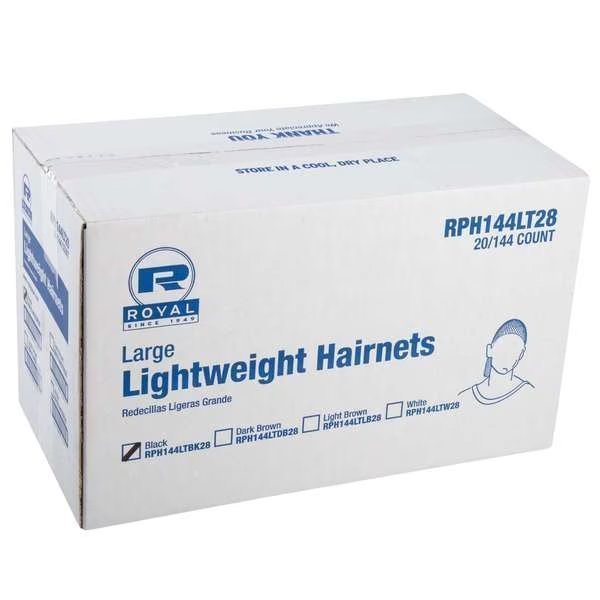 Royal 28" Latex Free Light Brown Light Weight Hairnet, PK2880, Amercareroyal, Mfr#: RPH144LTBK28