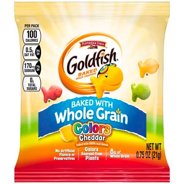 Whole Grain Colors Cheddar Goldfish Snack Crackers .75 oz., PK300, Pepperidge Farms, Mfr#: 140004788