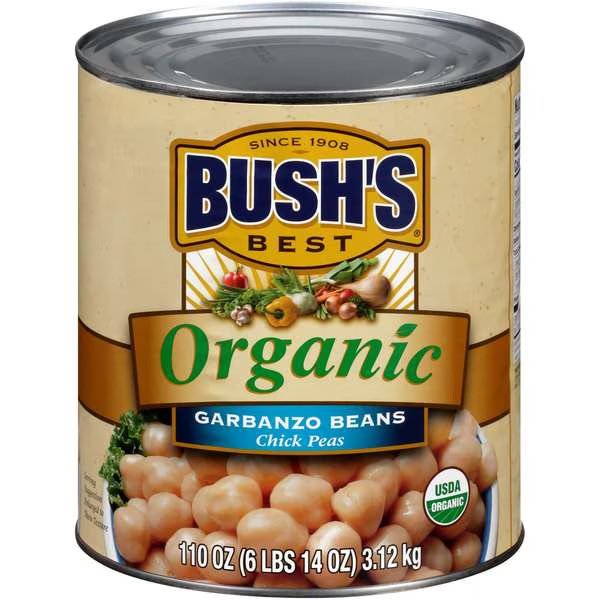 Bush's Best 100% Organic Garbanzo Beans #10 Can, PK6, Bushs Best, Mfr#: 01707