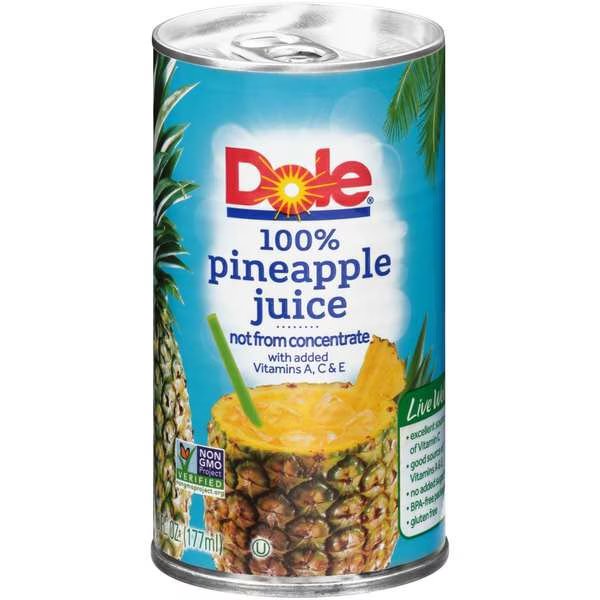 Dole Pineapple Juice 6 oz., PK48, Dole, Mfr#: 00914