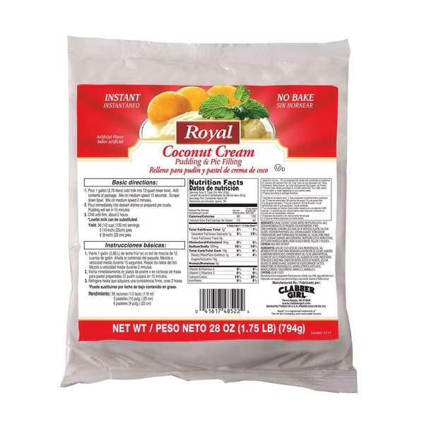 Royal Instant Coconut Cream Pudding And Pie Filling Mix 28 oz., PK12, Royal, Mfr#: 48522