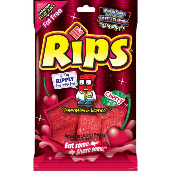 Rips Bite-Size Cherry 4.0 oz. Peg Bag, PK12, Rips, Mfr#: 34608