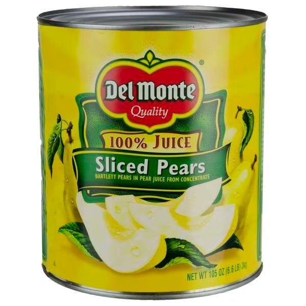 Del Monte In Juice Sliced Pear #10 Can, PK6, Del Monte, Mfr#: 2002203