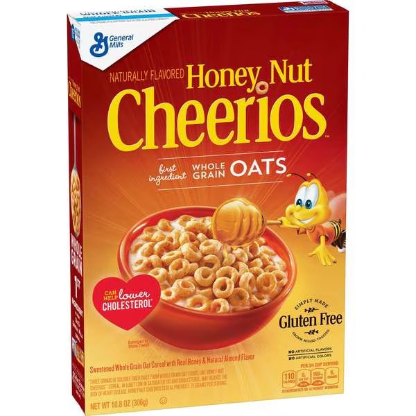 Honey Nut Cheerios Cereal Box 10.8 oz., PK12, Cheerios, Mfr#: 16000-12479