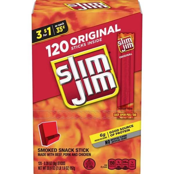 Original Flavor Snack Sticks Gravity Feed .28 oz. Sticks, PK240, Slim Jim, Mfr#: 2620000621