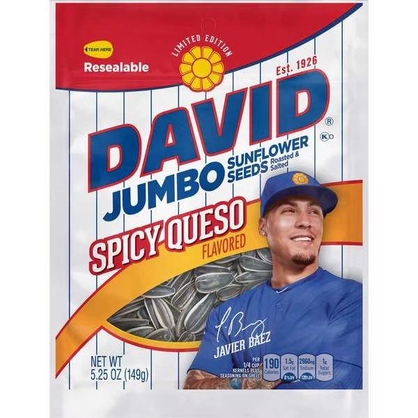 David Spicy Queso Jumbo Sunflower Seeds 5.25 oz., PK12, David, Mfr#: 2620046471