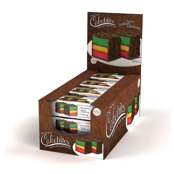 Cakebites Classic Italian Rainbow Cake 2 oz., PK96, Cookies United, Mfr#: 16734