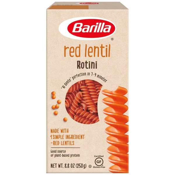 Red Lentil Gluten Free Vegetarian Non-GMO Rotini Pasta 8.8 oz., PK10, Barilla, Mfr#: 1000016088