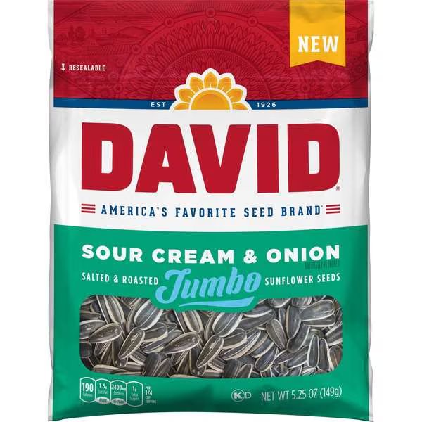 David Sour Cream And Onion Sunflower Seeds, PK12, David, Mfr#: 2620046466