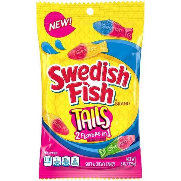 8 oz. SF Asstd Big Tails Peg Bag, PK12, Swedish Fish, Mfr#: 522