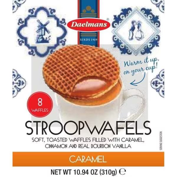 Jumbo Caramel Stroopwafel Cube Box 10.94 oz., PK8, Daelmans, Mfr#: 3342
