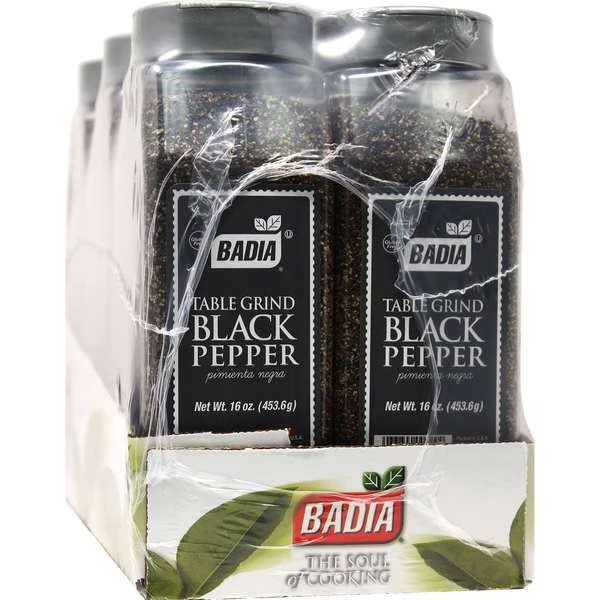 Badia Pepper Black Table Grind Rollermill 16 oz. Bottle, PK6, Badia, Mfr#: 00033844907297