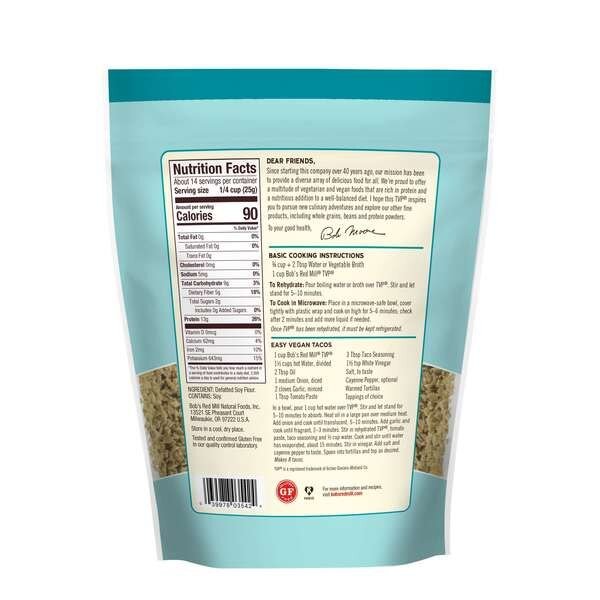 Textured Vegetable Protein 12 oz. Resealable Pouches, PK4, Bobs Red Mill Natural Foods, Mfr#: 1545S124