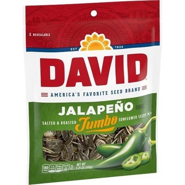 David Jalepeno Sunflower Seeds 5.25 oz. PK12, David, Mfr#: 2620046470