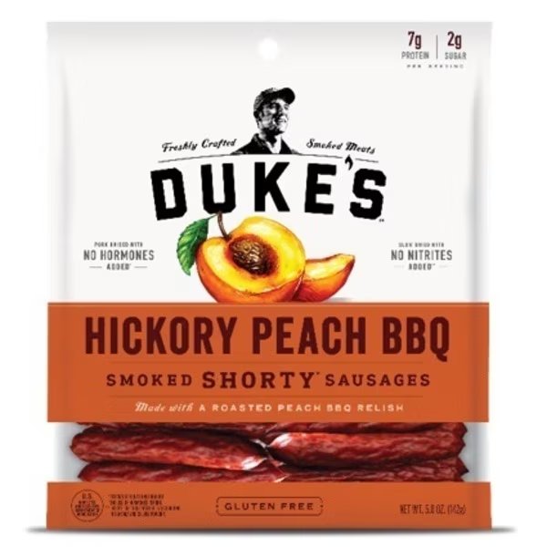 Duke's Hickory Peach BBQ Smoked Shorty Sausages 5 oz., PK8, Dukes, Mfr#: 1580002003