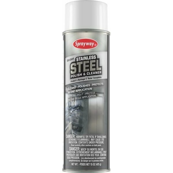 Stainless Steel Polish & Cleaner oil base, 20oz, 12PK, Sprayway, Mfr#: SW841