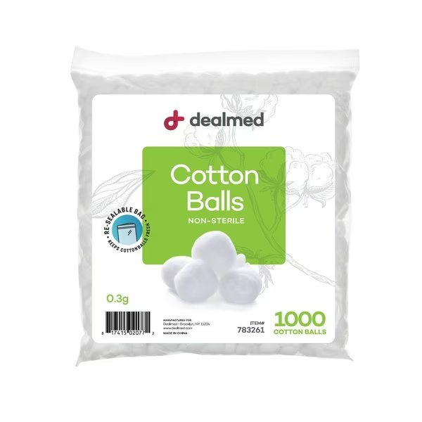 Cotton Balls, N/S, Med. 1000/Bag, 4/Cs, 4000PK, Dealmed, Mfr#: 783261