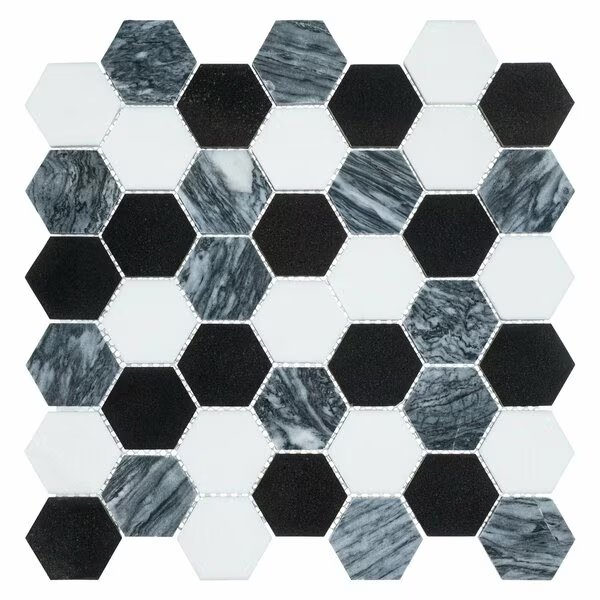 SAMPLE Channing 2 x 2 Marble Honeycomb Mosaic Floor Use Tile, Andova Tiles, Mfr#: SAM-ANDCHA121