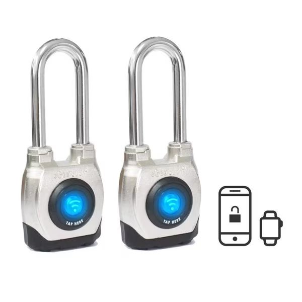 4th Gen Smart Padlock - Bluetooth and NFC, Long shackle, Pack of 2, Egeetouch, Mfr#: 5-02202-94-2