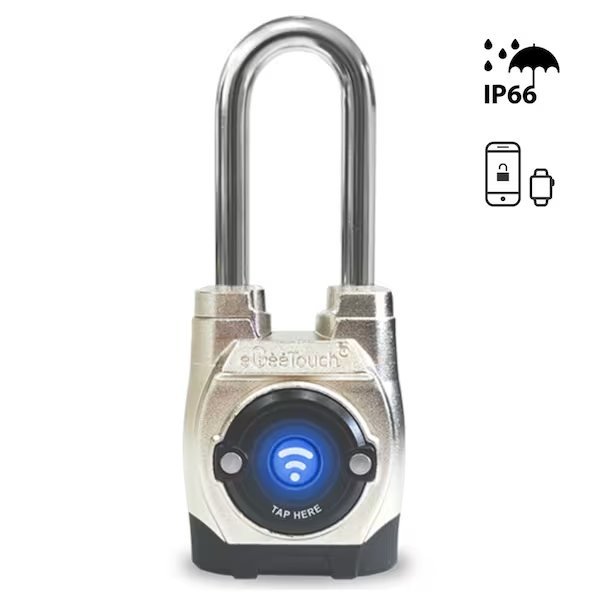 5th Gen Smart Padlock - Outdoor with Bluetooth and NFC, Long shackle, Egeetouch, Mfr#: 5-02502-94