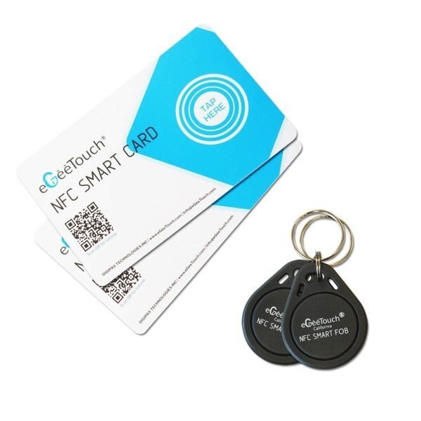 Smart NFC Cards and Fobs, 2 Fobs, 2 Cards, Egeetouch, Mfr#: 5-NFC-2002CF