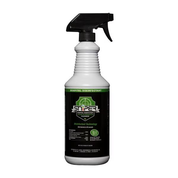 SNiPER Hospital Disinfectant, Odor Eliminator & All-Purpose Cleaner, 32oz Spray, Sniper, Mfr#: S-32-12