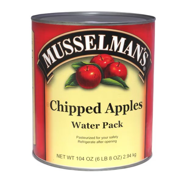 Musselman's Chipped Apples Water Pack 104 oz. Cans, PK6, Musselmans, Mfr#: FFSLR1100MUS01