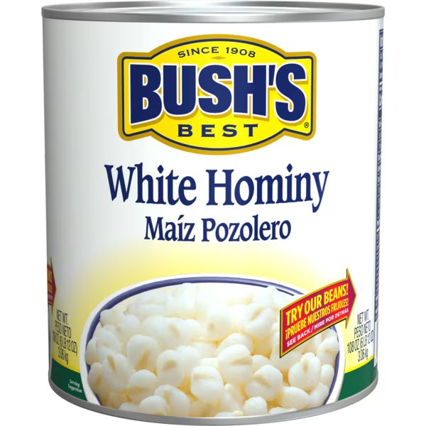 Bush's Best White Hominy #10 Can, PK6, Bushs Best, Mfr#: 01728