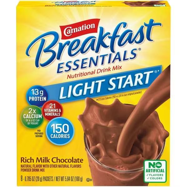 Carnation Breakfast Drink Not RTD No Sugar Added Chocolate Powder, PK8, Carnation, Mfr#: 10050000540423