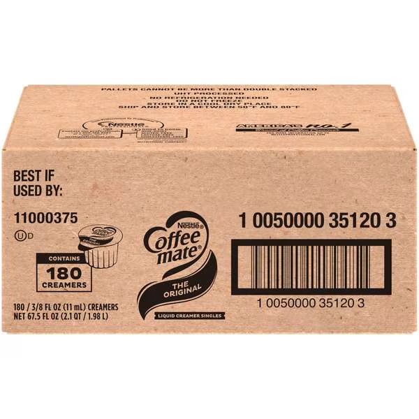Coffee-Mate The Original Single Serve Liquid Creamer .375 oz., PK180, Coffee Mate, Mfr#: 10050000351203