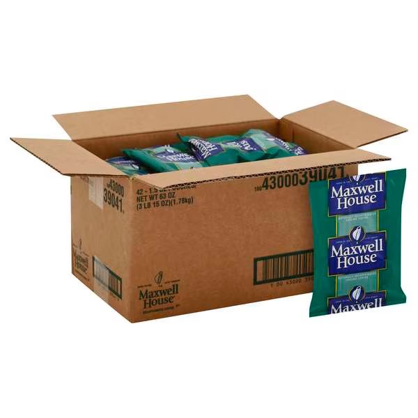 Maxwell House Decaffeinated Ground Coffee 1.5 oz., PK42, Maxwell House, Mfr#: 10043000390419