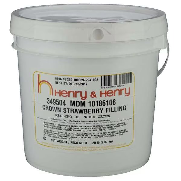 Henry And Henry Strawberry Filling, 20lbs, Henry And Henry, Mfr#: 10186108