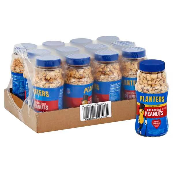 Planters Dry Roasted Lightly Salted Peanut 1lbs Jar, PK12, Planters, Mfr#: 10029000076508