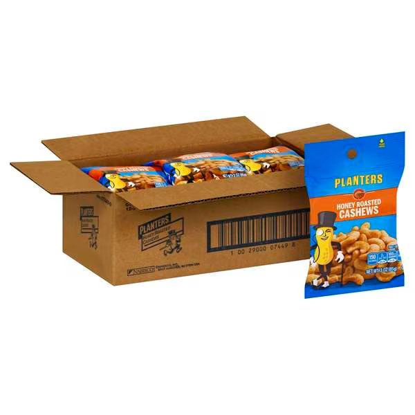 Planters Honey Roasted Cashews 3 oz. Bag, PK12, Planters, Mfr#: 07449