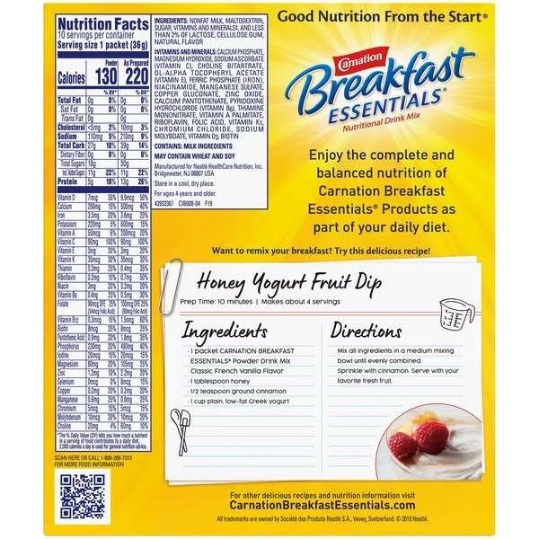 Carnation French Vanilla Breakfast Essentials Drink Mix 12.6 oz., PK6, Carnation, Mfr#: 10050000530622