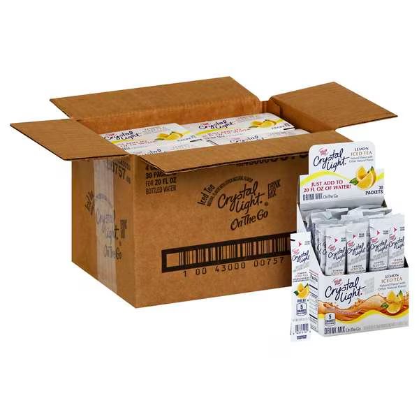 Crystal Light On The Go Iced Tea Beverage Mix, PK120, Crystal Light, Mfr#: 10043000007577