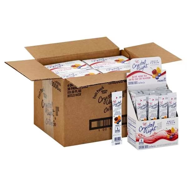 Crystal Light Fruit Punch Beverage On The Go .11 oz., PK120, Crystal Light, Mfr#: 10043000000066