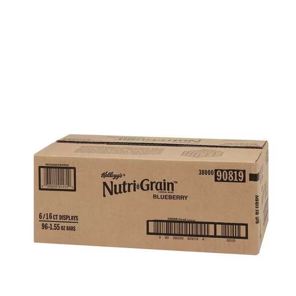 Kellogg's Nutri-Grain Blueberry Cereal Bar 1.55 oz. Packet, PK96, Kelloggs, Mfr#: 3800090819