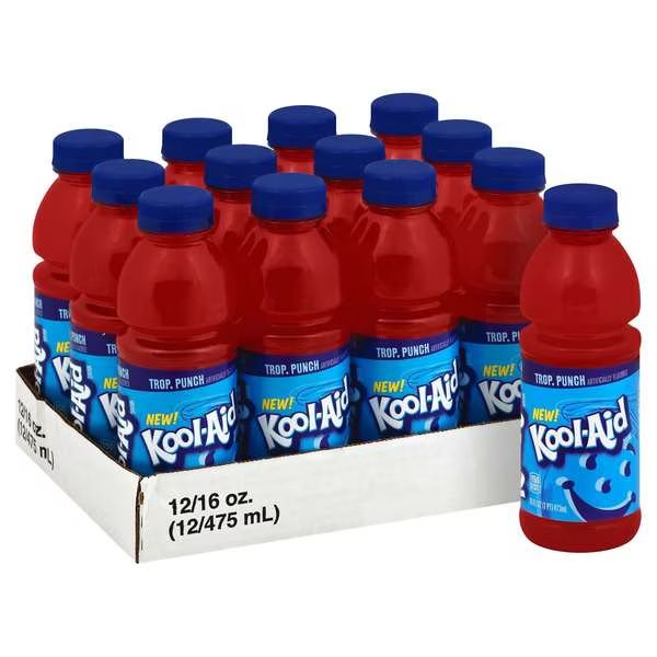 Beverage Ready To Drink Tropical Punch 16 fl. oz., PK12, Kool-Aid, Mfr#: 10043000064761
