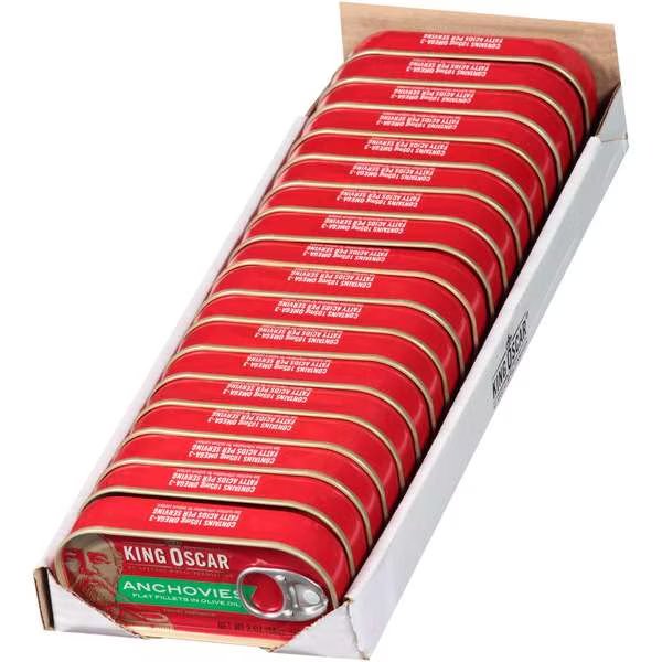 King Oscar Anchovies 2 oz., PK18, King Oscar, Mfr#: 00034800600610