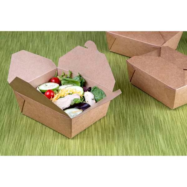 Royal 6"x4.75"x2.5" #8 Kraft Folded Takeout Box, PK300, Amercareroyal, Mfr#: FTB8N